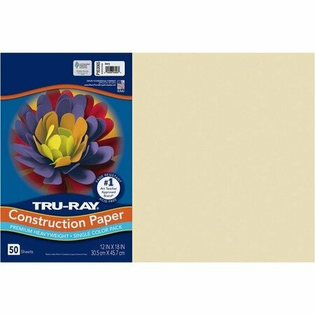 PACON Construction Paper, 76 lb, 12inx18in, Ivory, 50PK PACP103065